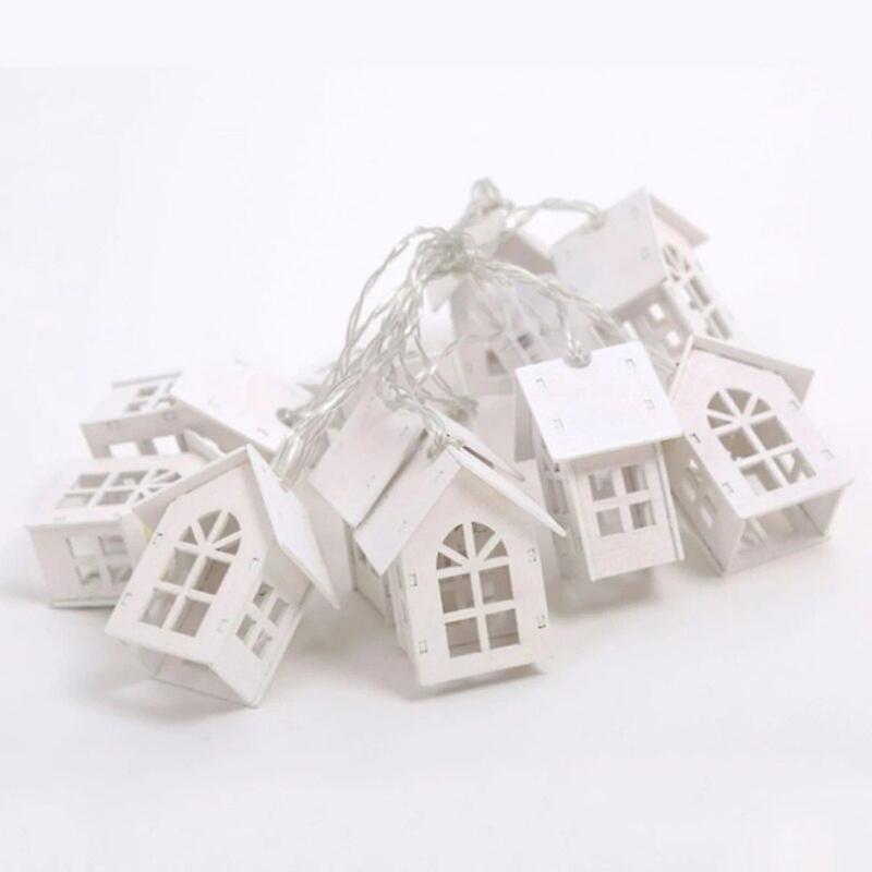 Christmas White Small House Light String 2m 10pcs Lights Christmas New Year Decoration Wedding Party Holiday Room Novelty Lamp