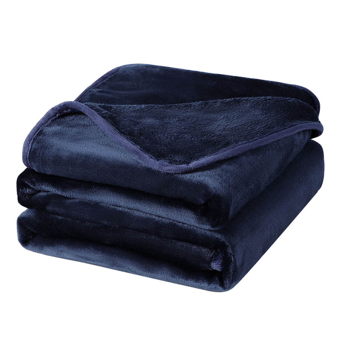 Unique Bargains Flannel Fleece Blanket Soft Luxury Hemmed Navy Blue Twin XL