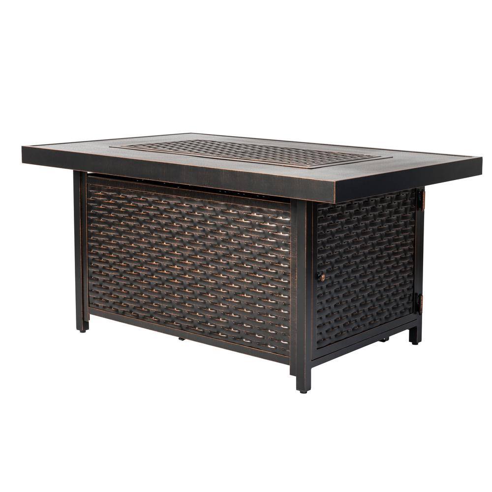 Fire Sense Baker 48 in. x 24 in. Rectangle Aluminum Propane Fire Pit Table in Antique Bronze 62747