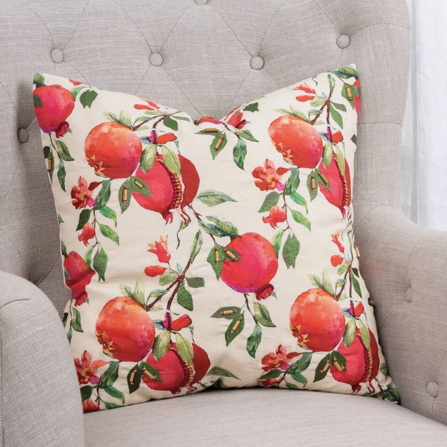 Oversize Botanical Pomegranate Square Throw Pillow Cover Rizzy Home