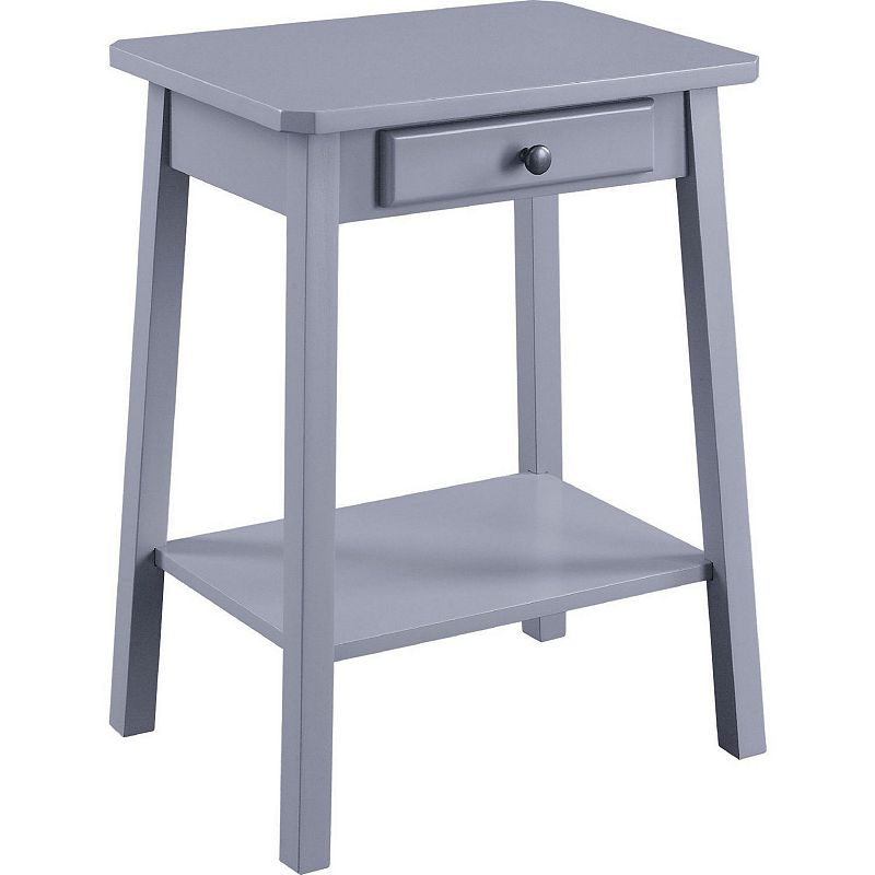 MDF Accent Table with 1 Drawer and Open Shelf， Gray