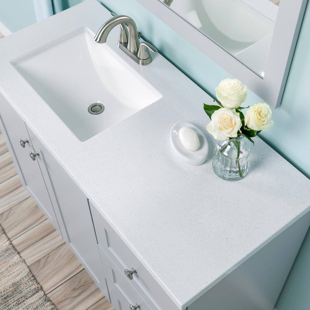 Glacier Bay Bannister 42.5 in. W x 18.75 in. D Bath Vanity in Pearl Gray with Cultured Marble Top in Colorpoint White with Sink BA42P2-PG