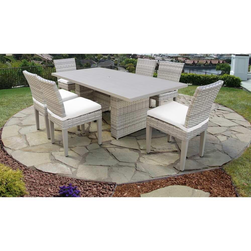 Fairmont Rectangular Outdoor Patio Dining Table with 6 Armless Chairs