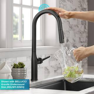 KRAUS Oletto Single Handle Touch Pull Down Sprayer Kitchen Faucet in Matte Black KTF-3101MB