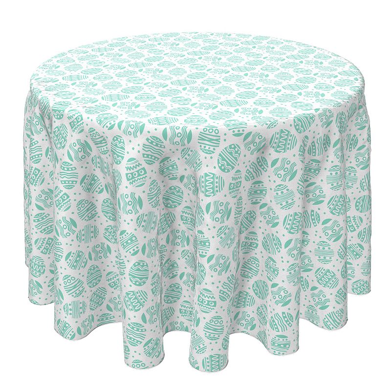 Round Tablecloth， 100% Cotton， 60 Round， Green Patterned Eggs