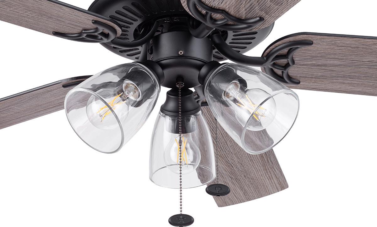 Better Homes and Gardens 52 5 Blade Matte Black Ceiling Fan with 3 Lights