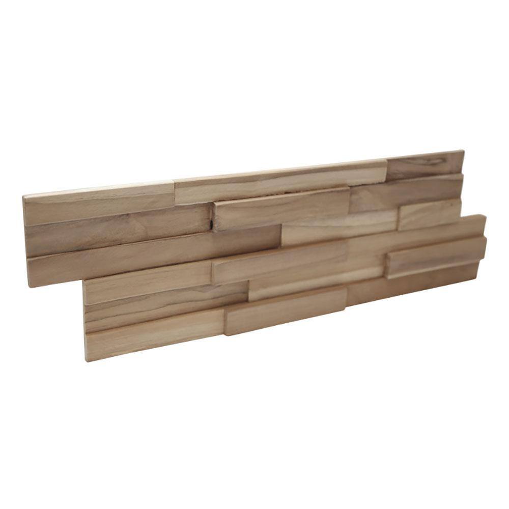 WALL!SUPPLY 0.79 in. x 7.09 in. x 19.49 in UltraWood Teak Firenze Jointless Z-shape Interlocking (10-Pack) 22760111