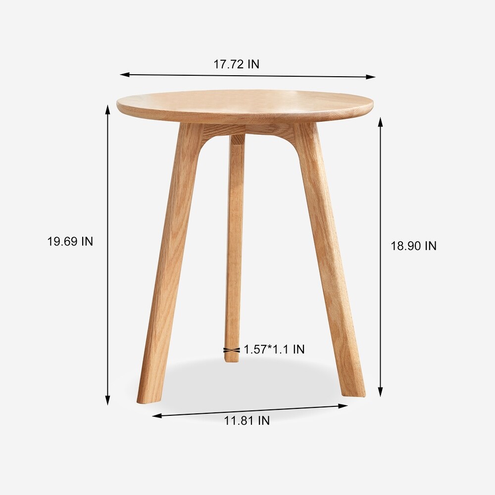 Solid Oak Wood Round End Table