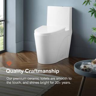 Glacier Bay Buxton 1-Piece 1.6 GPF1.1 GPF Dual Flush Elongated Toilet in White Buxton