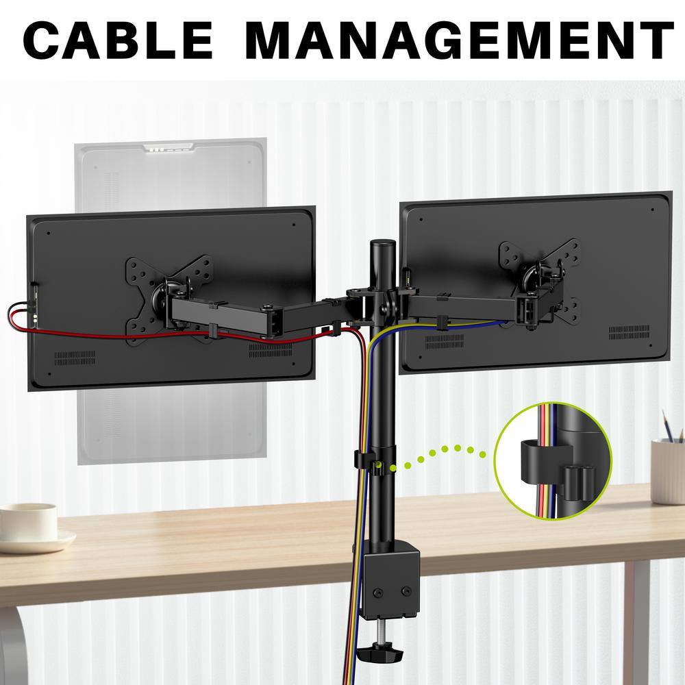 USX MOUNT Dual Monitor Arm Desk Mount Fits for Most 13 in. - 27 in. LED FlatCurved Monitors HAS402