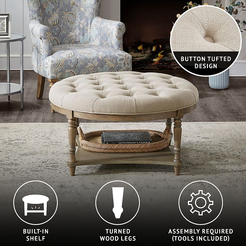 Martha Stewart Cedric Button Tufted Upholstered Ottoman