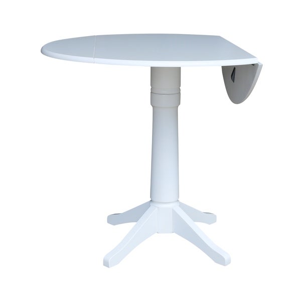 42 in Round Top Dual Drop Leaf Pedestal Table - White