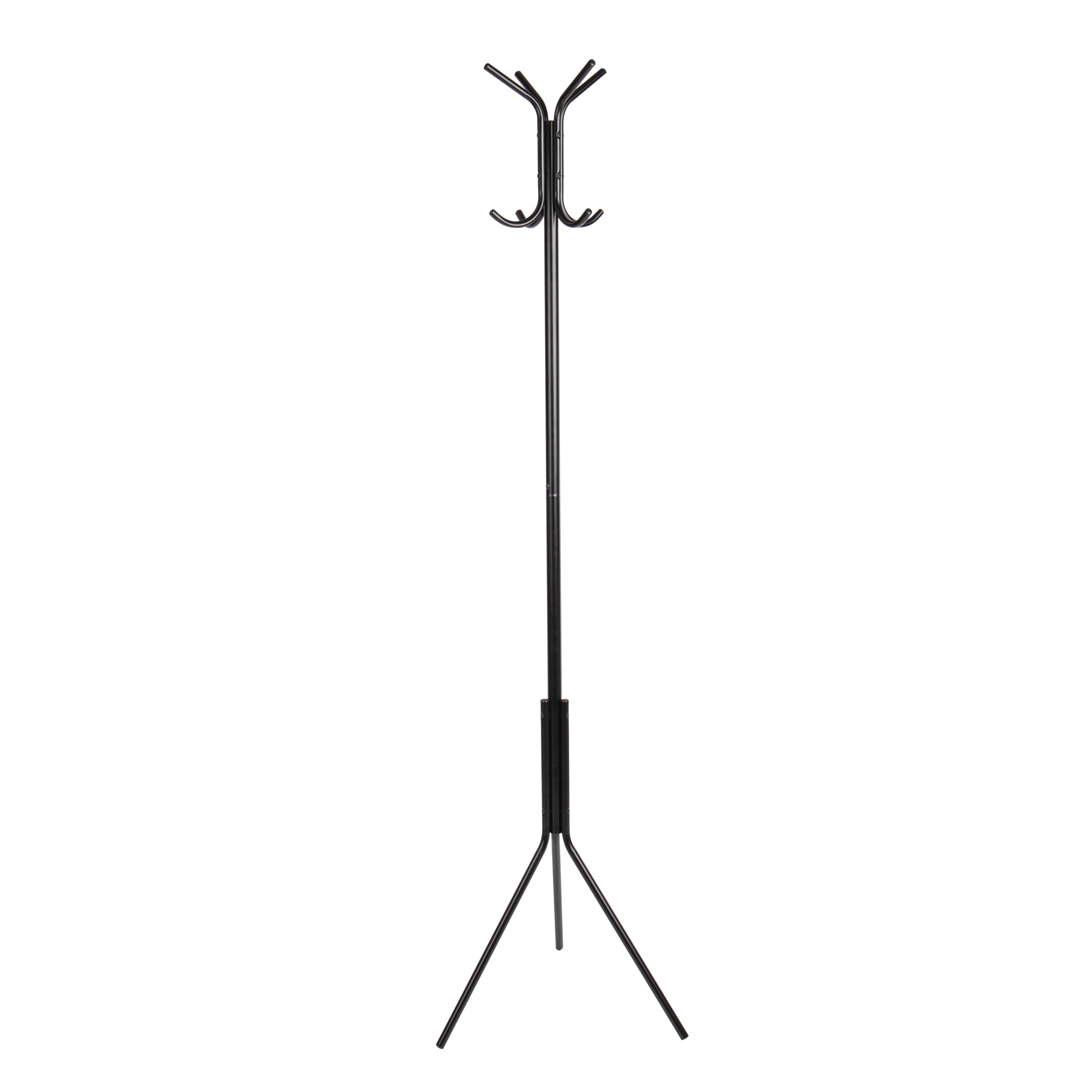 Mind Reader Standing Metal Coat Rack Hat Hanger 8 Hook for Jacket， Purse， Scarf Rack， Umbrella Tree Stand， Lightweight， Black