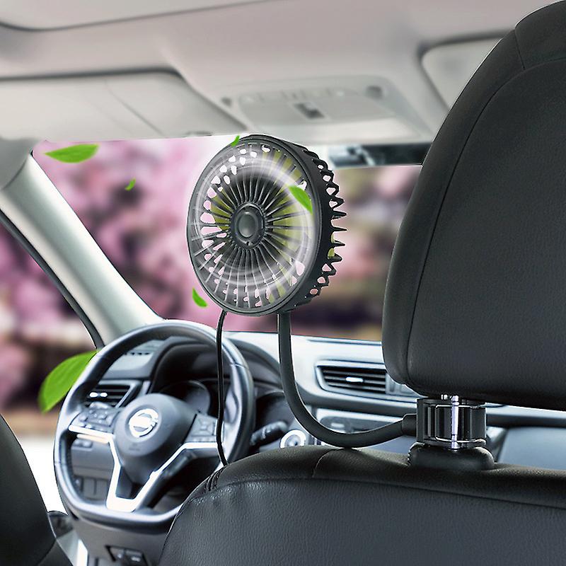 Back Seat Fan 3-speed Wind Adjustment Fan Blades Usb Auto Cooling Wind 5 Fan Blades Car Electronics