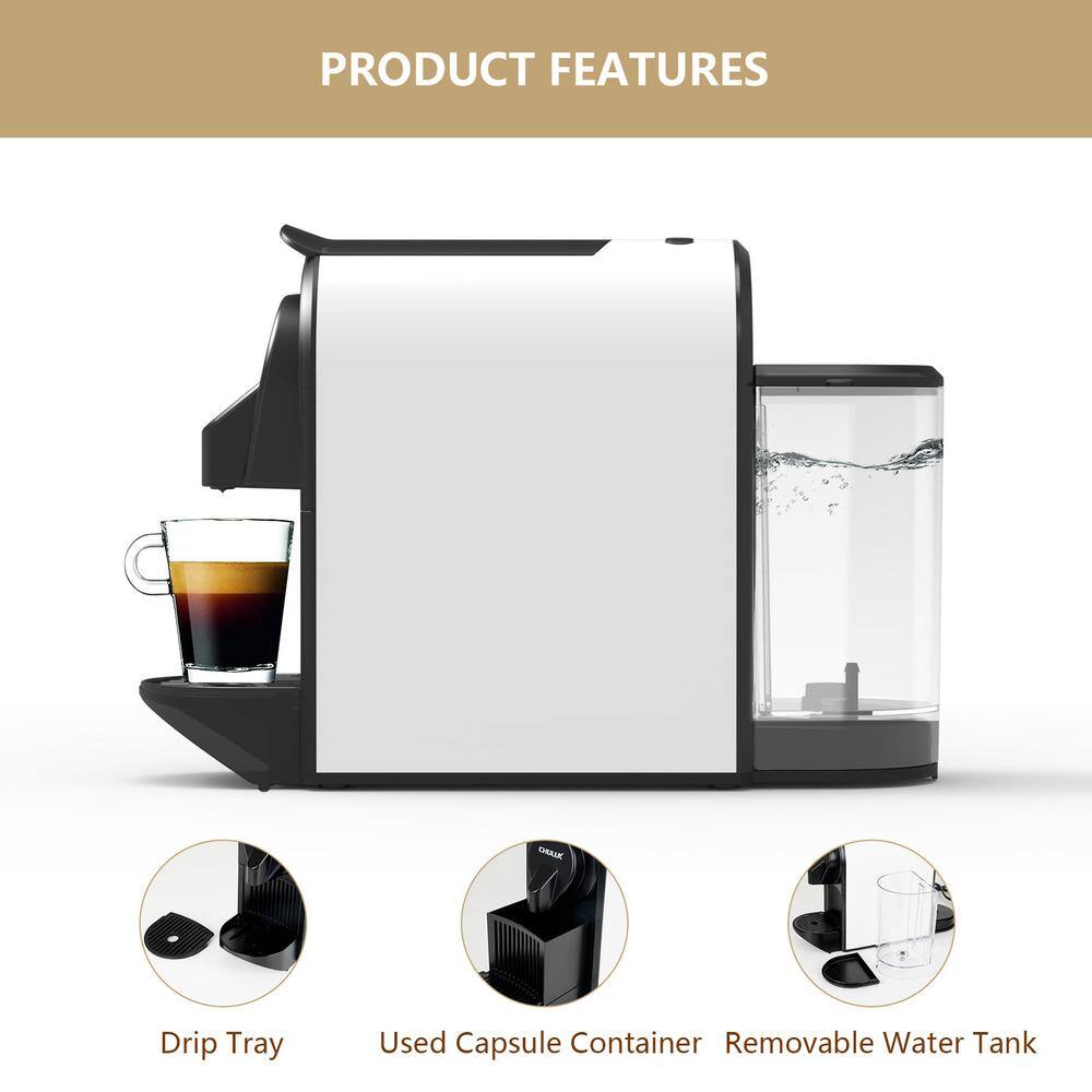 Edendirect Rebin One Cup White Espresso Machine to Make Espresso (1.4oz) Lungo(2.8oz) with Capsule Container 20 Bar HJRY23040402