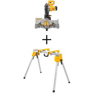 DW 15 Amp Corded 10 in. Compound Single Bevel Miter Saw and Heavy-Duty Work Stand with Miter Saw Mounting Brackets DWS713WDWX725B