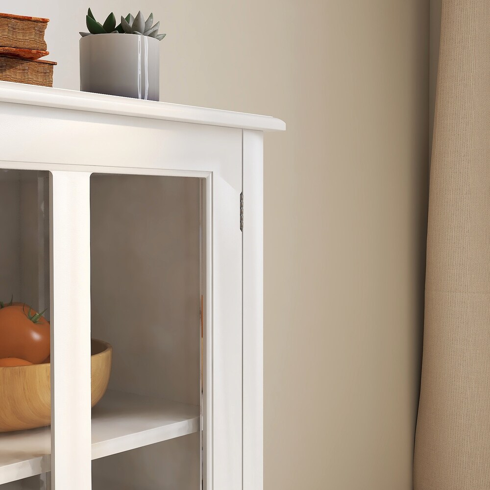 Modern Kitchen Buffet Sideboard Storage Cabinet with Glass Doors and Drawers