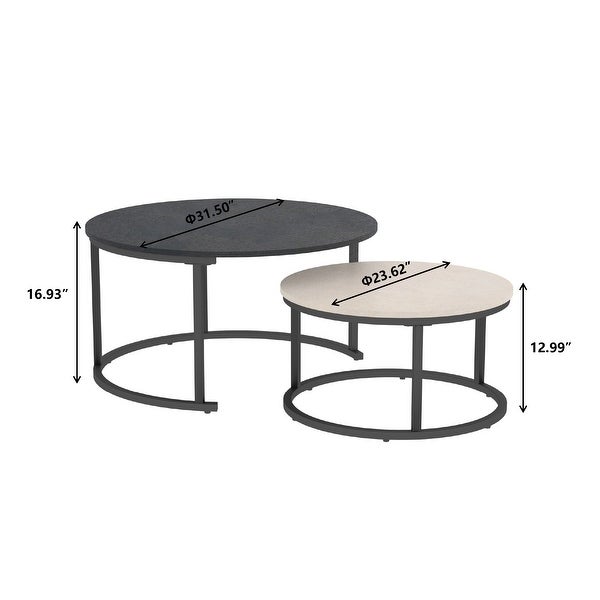 Set of 2 Modern Round Nesting Coffee Tables 31.5-Inch and 23.62-Inch