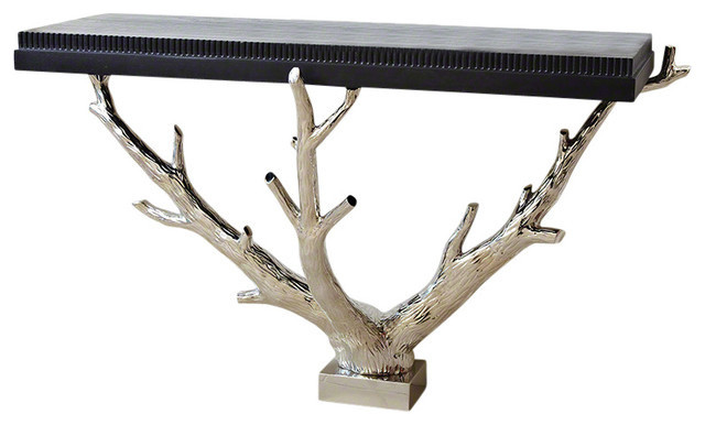 Luxe Silver Tree Branch Console Table  Twig Organic Shape Black Wood   Contemporary   Console Tables   by My Swanky Home  Houzz