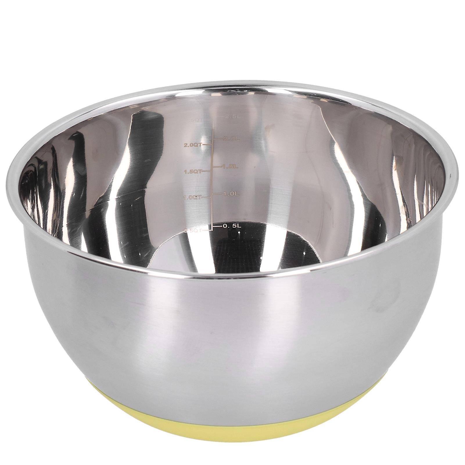 Egg Beating Bowl Baking Basin Stainless Steel Mixing Bowl with Scale for Kitchen Use2.5L