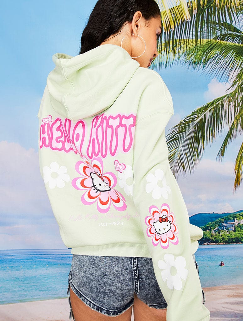 Hello Kitty x Skinnydip Warped Flower Green Hoodie