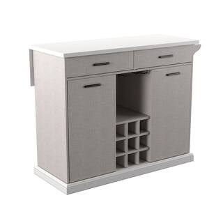 SEI FURNITURE Hiltman Gray Wooden 48 in. Kitchen Island with Drop-Leaf Countertop HD113944