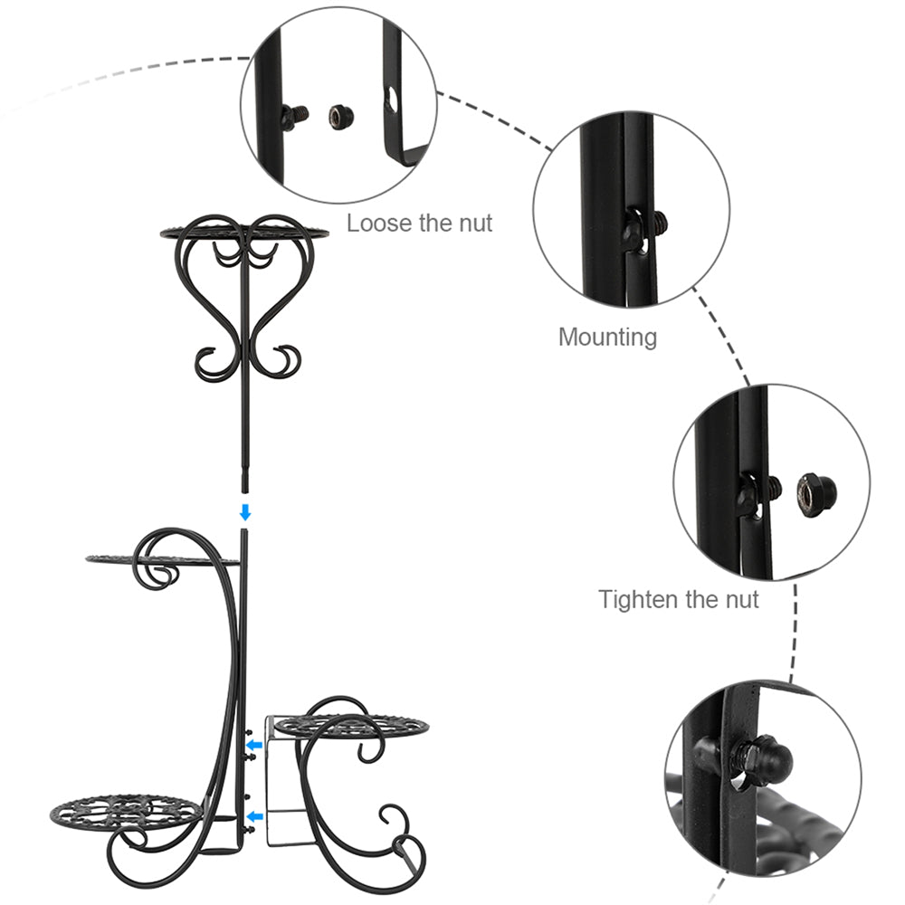 4 Potted Plant Flower Stand Retro Wrought Iron Pot Holder Indoor Outdoor Planter Shelving Rack