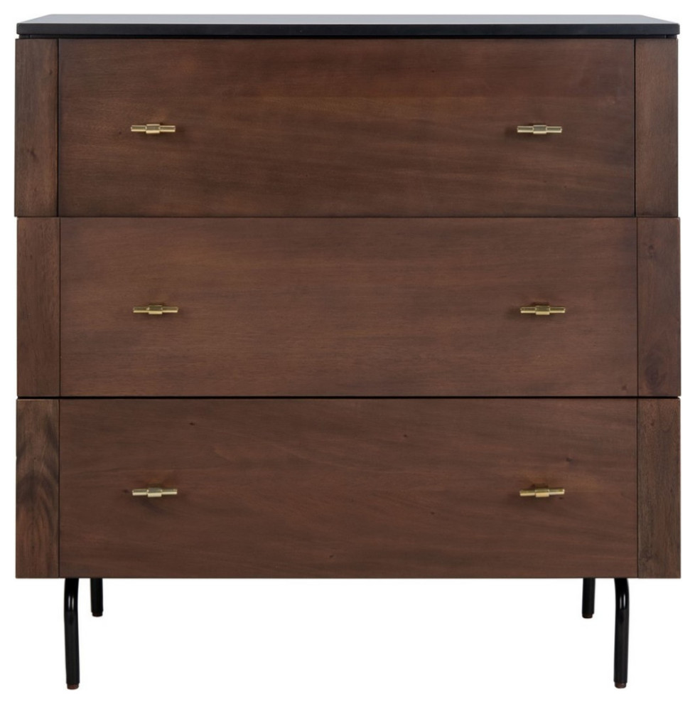 Clara 3 Drawer Chest Black/ Walnut   Modern   Accent Chests And Cabinets   by Virgil Stanis Design  Houzz