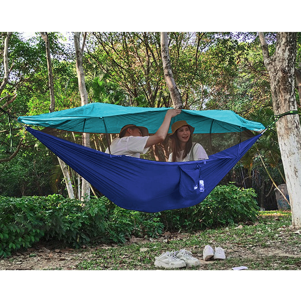 Double Camping Hammock With Mosquito Net & Sun Shade, Homeya Outdoor Portable Swing Tent, Including Tree Straps, Carabiners, Storage Bag