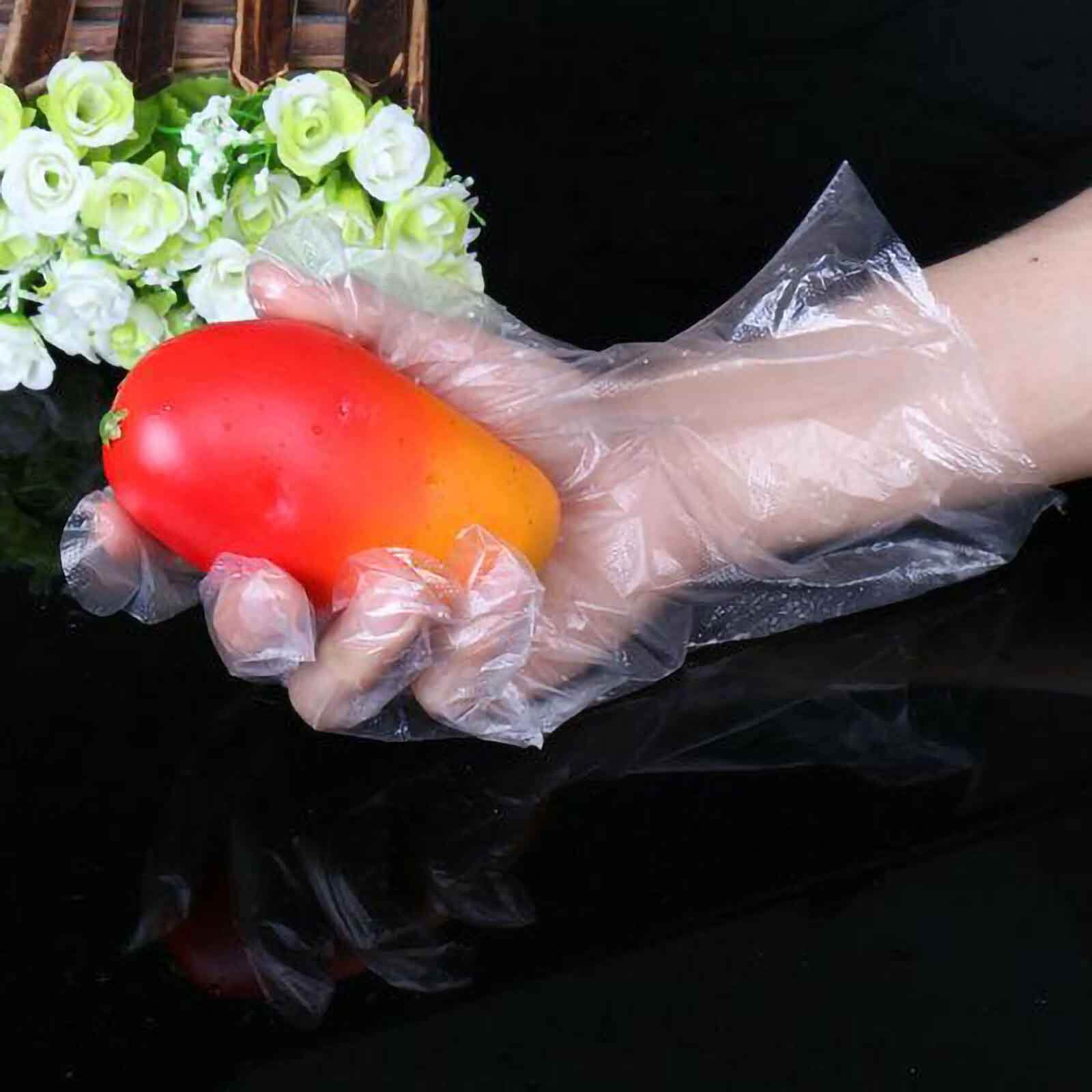 100 Pack Clear Plastic Disposable Gloves, Powder Free Multipurpose Plastic Gloves, Food Service Gloves