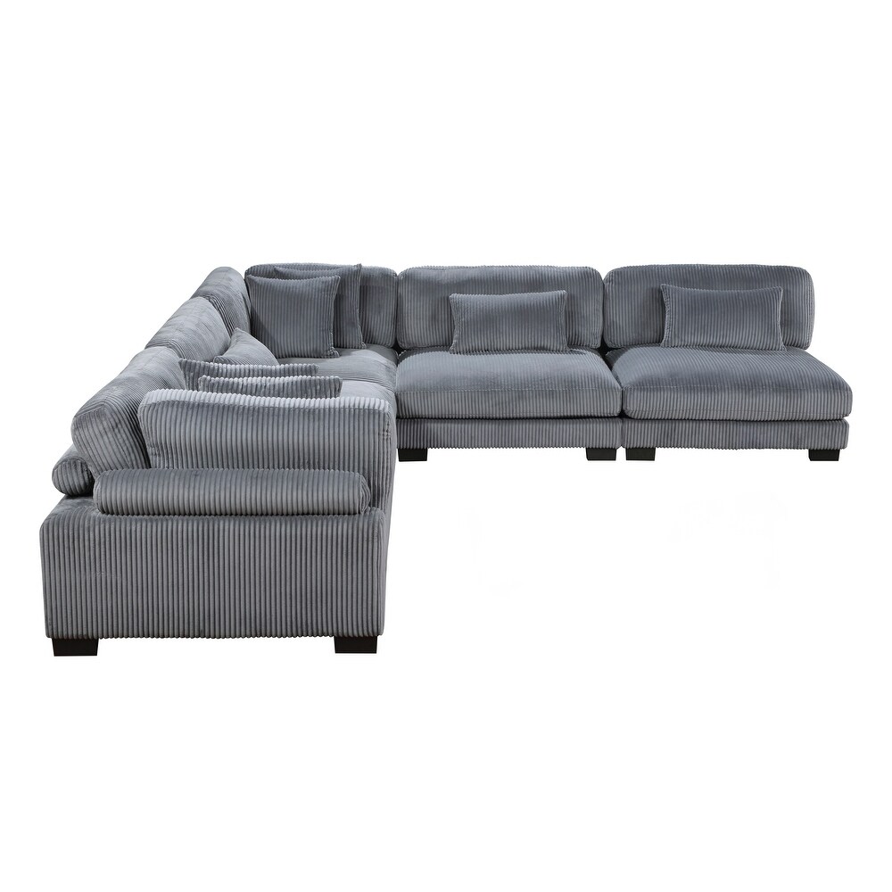 Braidy Corduroy 5 Piece Modular Sectional Sofa