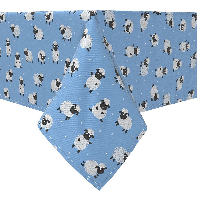 Rectangular Tablecloth， 100% Cotton， Little Sheep Blue