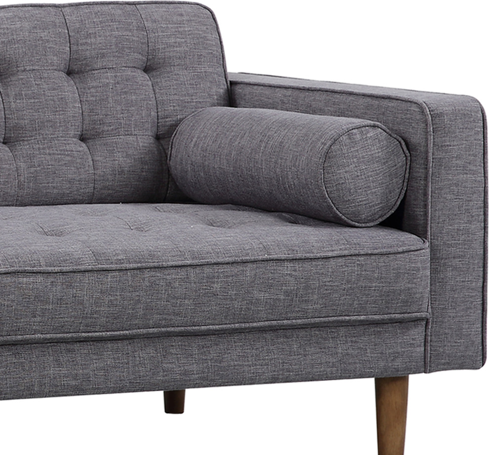 Element Mid Century Modern Loveseat  Dark Gray Linen and Walnut Legs   Loveseats   by Homesquare  Houzz