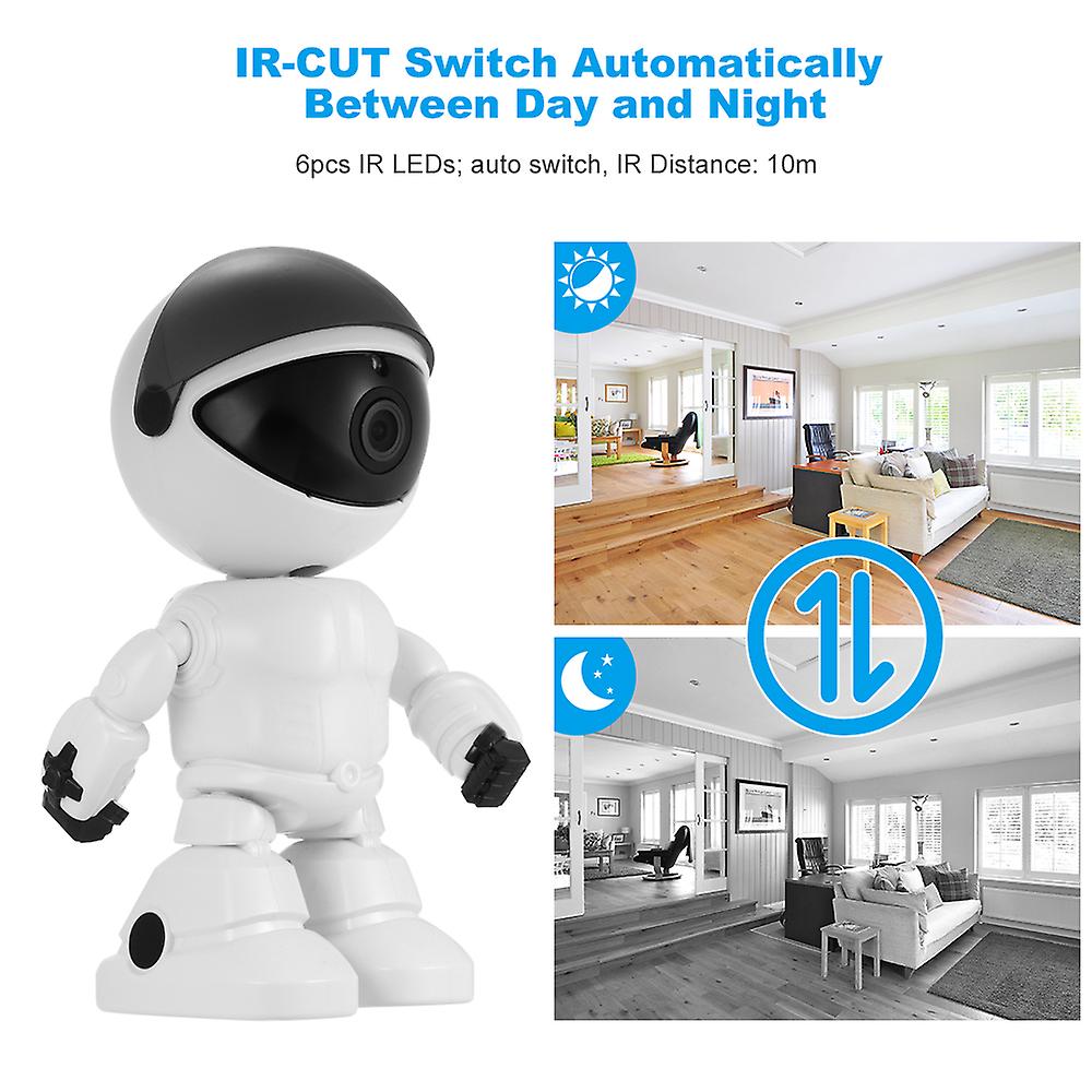 Blackandwhite Us Plug Hd 1080p Wifi Robot Security Ip Camera Pan Tilt Wifi Camera Support P2p Night Vision Motion Detection Two Way Audio Phone App Cont