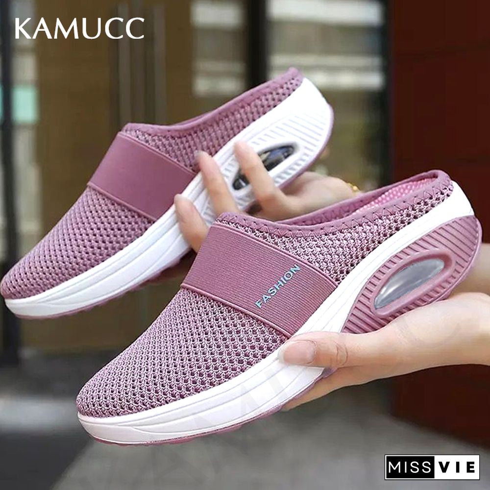 Women Sandals Fashion Wedges Platform Shoes Female Slides Slippers Breathable Mesh Lightweight Ladies Footwear