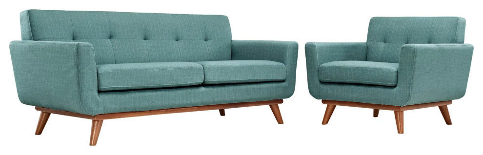 Giselle Laguna Armchair and Loveseat 2 Piece Set   Midcentury   Living Room Furniture Sets   by Peachtree Fine Furniture  Houzz