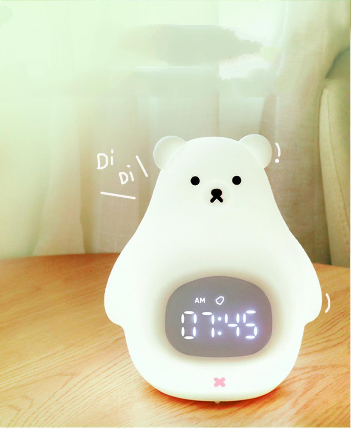 Cute Child Alarm Clock Silicone Bear Led Night Light Digital Clock