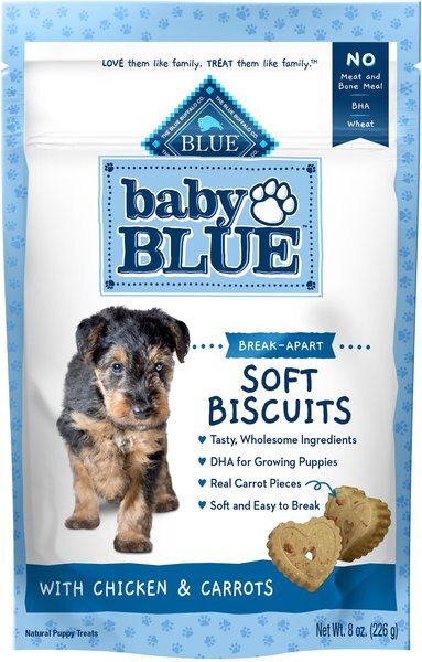 Blue Buffalo Baby Blue Soft Biscuits Natural Chicken and Carrots Puppy Treats， 8-oz bag