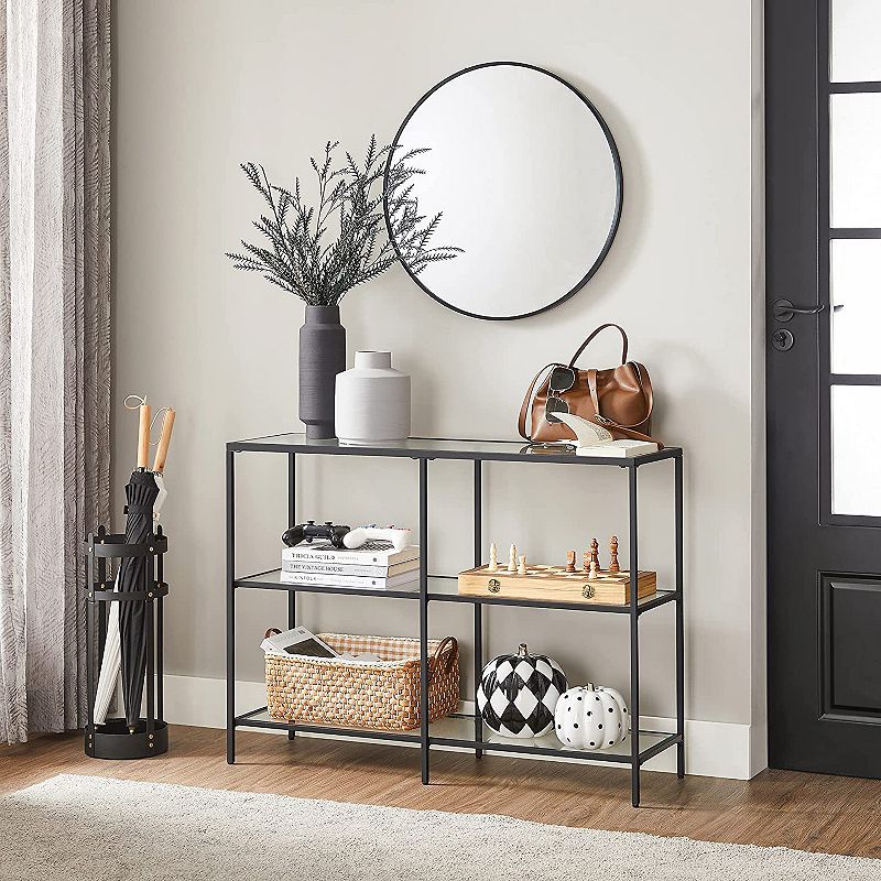 Console Sofa Table With 3 Shelves， Steel Frame