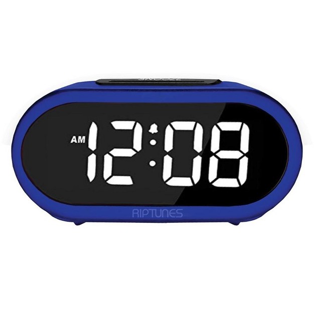 Riptunes Digital Alarm Clock With 5 Alarm Sounds Blue