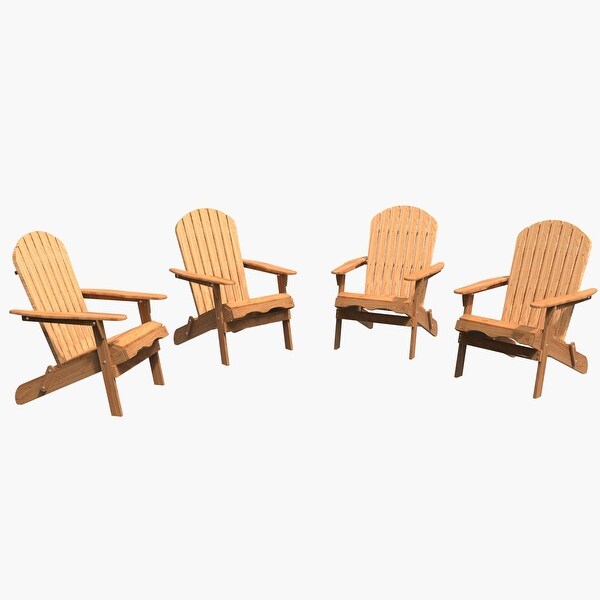 Set of 4 Outdoor Garden Solid Wood Folding Lounge Adirondack Chairs