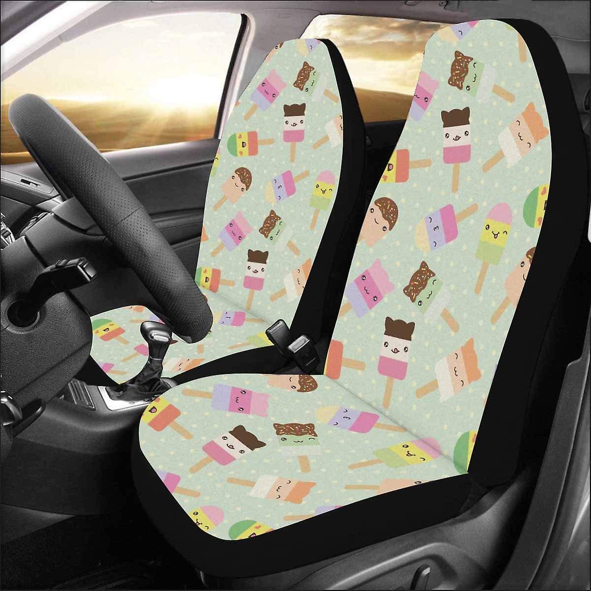 Set Of 2 Car Seat Covers Ice Cream Bars Universal Auto Front Seats Protector Fits For Car，suv Sedan，truck