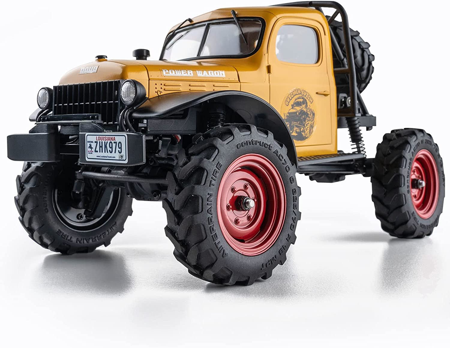 FMS RC Crwaler 1/24 Scale FCX24 Power Wagon Butcher RTR 4WD 2.4GHz Brushed OffRoad RC Car Model Vehicle Hobby Grade Remote Control Car with LED Lights Transmitter Battery USB Charger Included (Yellow)