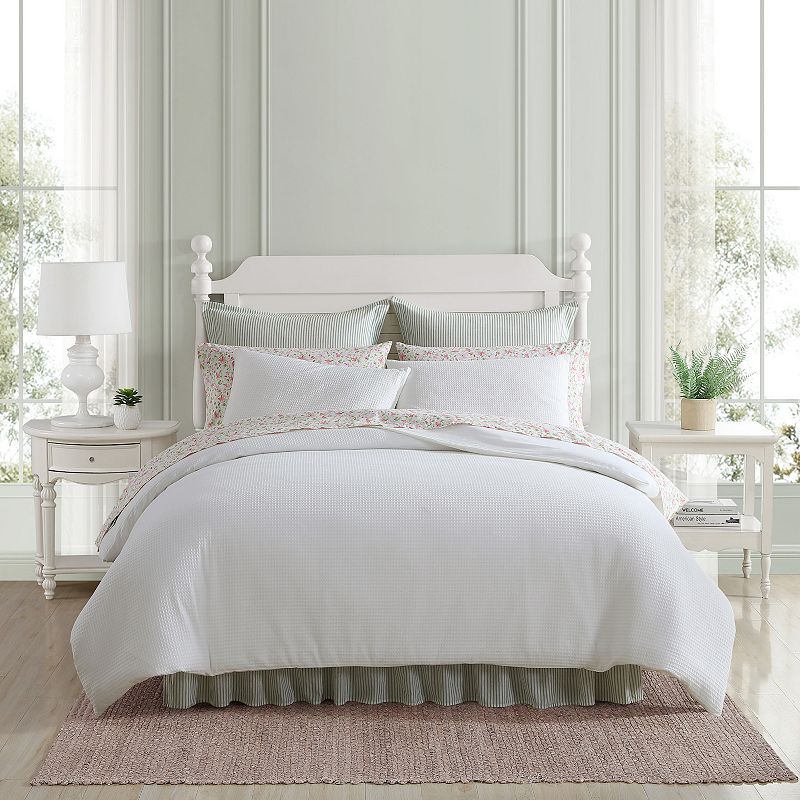 Laura Ashley Lifestyles Waffle Texture 3-Piece Comforter Set with Shams