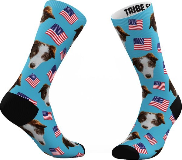 Tribe Socks Personalized American Flag Pet Face Socks