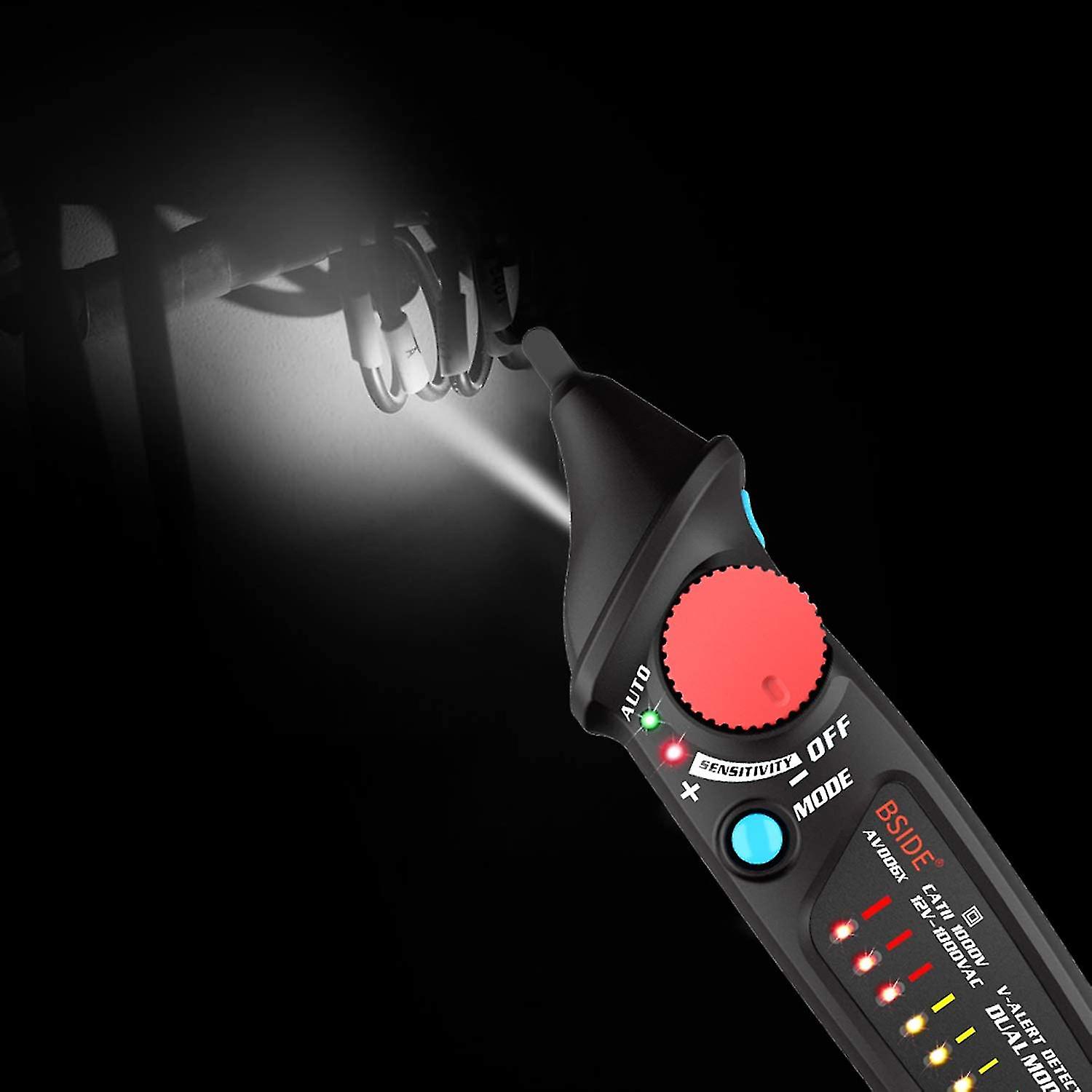Avd06x Non-contact Electrical Voltage Tester Pen12-1000v Dual Mode Adjustable8 Led Indicators And Flashlight