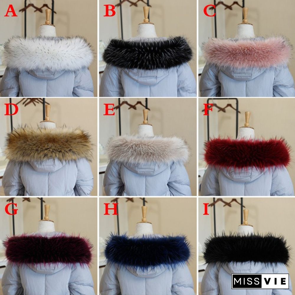 Fashion Winter Faux Fur Collar Down Coat Overcoat Women Scarf Jacket Hood Fur Decor Warm Thicken