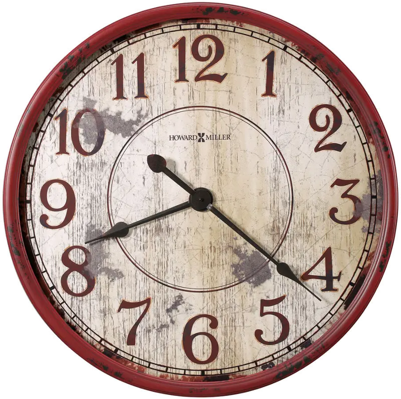 Red Distressed Face Wall Clock