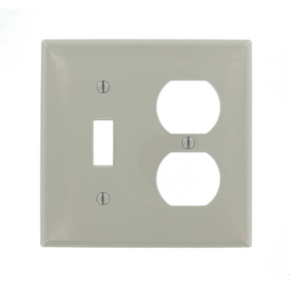 Leviton Gray 2-Gang 1-Toggle1-Duplex Wall Plate (1-Pack) 80705-GY