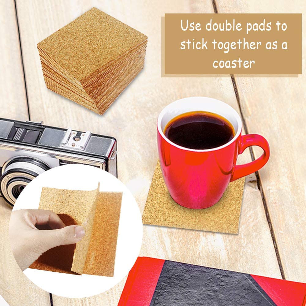 30 Pack Self-Adhesive Cork Squares 4” x 4” Cork Tiles Cork Backing Sheets Cork Coasters Square for DIY Crafts